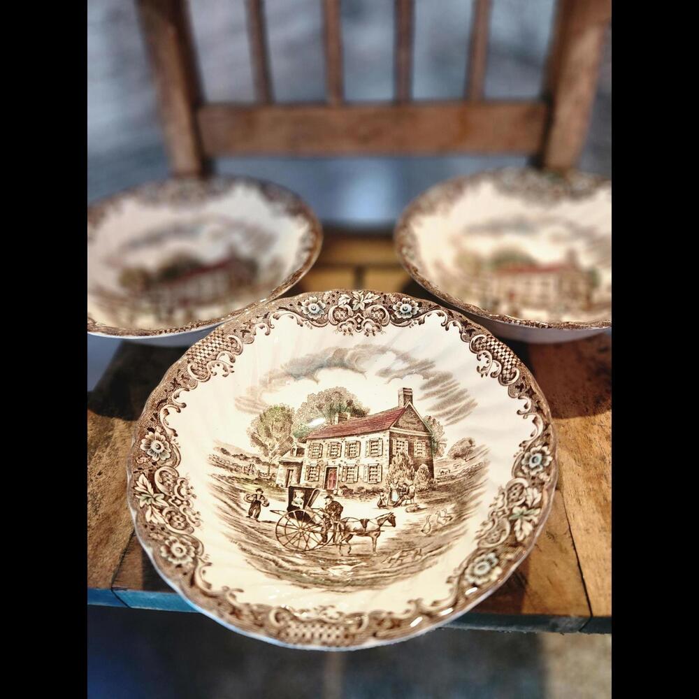Set of 3 Heritage Hall Staffordshire Johnson Bros Pa. field stone, ironstone